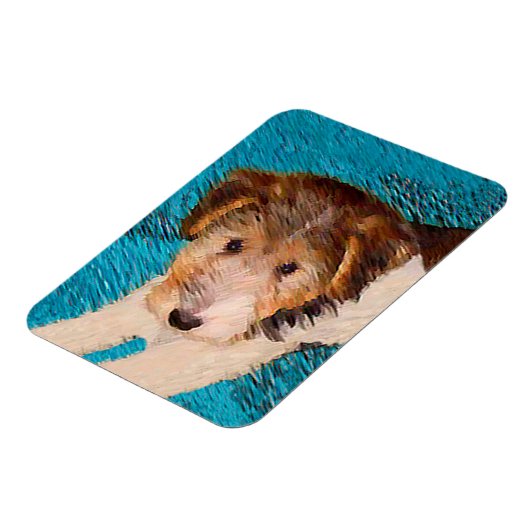 Wire Fox Terrier Puppy Painting - Original Dog Art Magnet (Linke Seite)