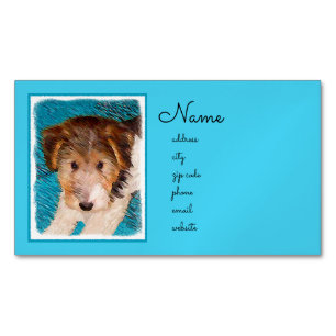 Wire Fox Terrier Puppy Painting - Original Dog Art Magnetische Visitenkarte
