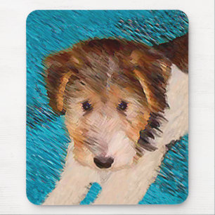 Wire Fox Terrier Puppy Painting - Original Dog Art Mousepad
