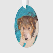 Wire Fox Terrier Puppy Painting - Original Dog Art Ornament (Vorderseite)