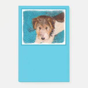 Wire Fox Terrier Puppy Painting - Original Dog Art Post-it Klebezettel