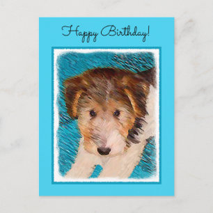 Wire Fox Terrier Puppy Painting - Original Dog Art Postkarte