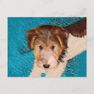 Wire Fox Terrier Puppy Painting - Original Dog Art Postkarte