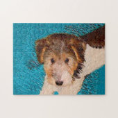Wire Fox Terrier Puppy Painting - Original Dog Art Puzzle (Horizontal)