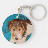 Wire Fox Terrier Puppy Painting - Original Dog Art Schlüsselanhänger (Rückseite)