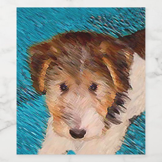 Wire Fox Terrier Puppy Painting - Original Dog Art Weinetikett (Einzelnes Label)
