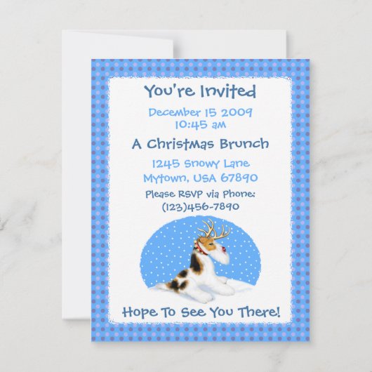 Wire Fox Terrier Reindeer Einladung (Rückseite)