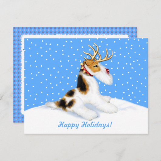 Wire Fox Terrier Reindeer Einladung (Vorne/Hinten)