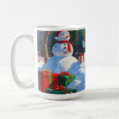 Wire Fox Terrier Running Snow mit Weihnachtshut Kaffeetasse (Links)