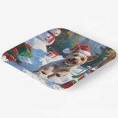 Wire Fox Terrier Running Snow mit Weihnachtshut Pappteller (Gewinkelt)
