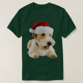 Wire Fox Terrier Santa Claus Frohe Weihnachten T-Shirt (Design vorne)