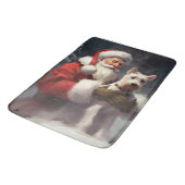 Wire Fox Terrier Santa Claus Weihnachten Badematte (Schrägansicht)