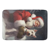 Wire Fox Terrier Santa Claus Weihnachten Badematte (Vorderseite)