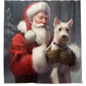 Wire Fox Terrier Santa Claus Weihnachten Duschvorhang (Vorderseite)