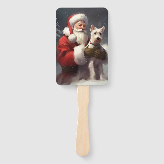 Wire Fox Terrier Santa Claus Weihnachten Fächer (Vorderseite)