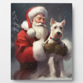 Wire Fox Terrier Santa Claus Weihnachten Fotoplatte (Vorderseite)