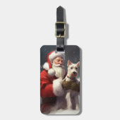 Wire Fox Terrier Santa Claus Weihnachten Gepäckanhänger (Vorderseite vertikal)