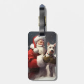 Wire Fox Terrier Santa Claus Weihnachten Gepäckanhänger (Rückseite vertikal)