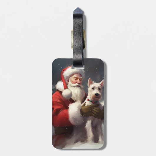 Wire Fox Terrier Santa Claus Weihnachten Gepäckanhänger (Rückseite vertikal)