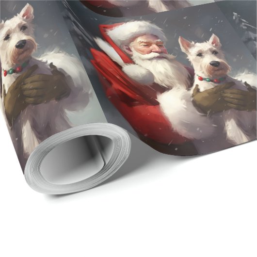 Wire Fox Terrier Santa Claus Weihnachten Geschenkpapier (Rolleneckpunkt)