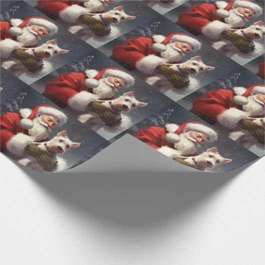 Wire Fox Terrier Santa Claus Weihnachten Geschenkpapier (Ecke)