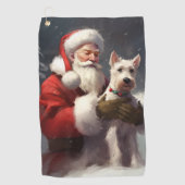 Wire Fox Terrier Santa Claus Weihnachten Golfhandtuch (Vorderseite)