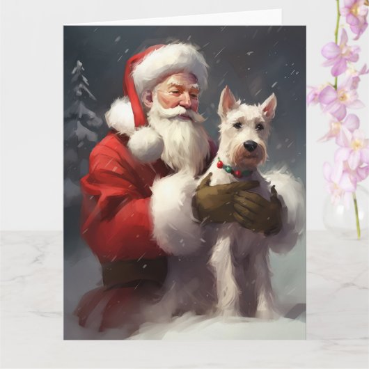 Wire Fox Terrier Santa Claus Weihnachten Karte (Orchidee)