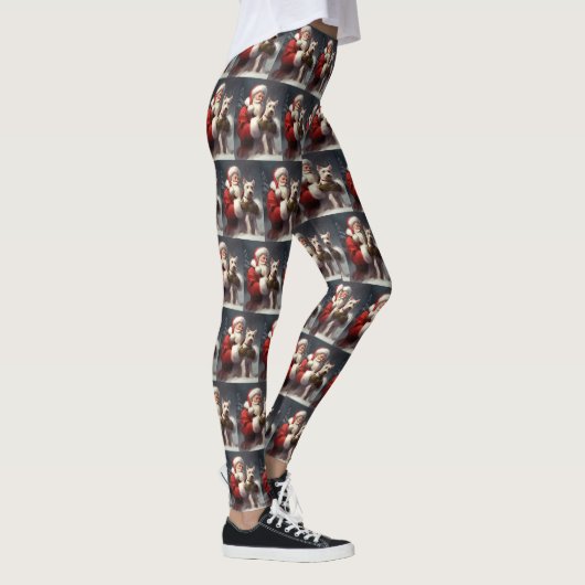 Wire Fox Terrier Santa Claus Weihnachten Leggings (Rechts)