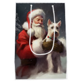 Wire Fox Terrier Santa Claus Weihnachten Mittlere Geschenktüte (Rückseite)