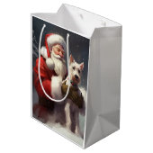 Wire Fox Terrier Santa Claus Weihnachten Mittlere Geschenktüte (Rückseite Schrägansicht)