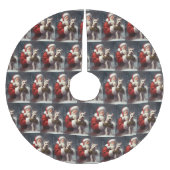 Wire Fox Terrier Santa Claus Weihnachten Polyester Weihnachtsbaumdecke (Vorderseite)