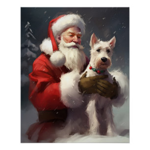 Wire Fox Terrier Santa Claus Weihnachten Poster