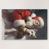 Wire Fox Terrier Santa Claus Weihnachten Puzzle (Horizontal)