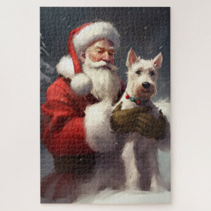 Wire Fox Terrier Santa Claus Weihnachten Puzzle