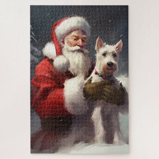 Wire Fox Terrier Santa Claus Weihnachten Puzzle (Vertikal)