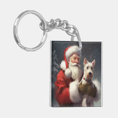 Wire Fox Terrier Santa Claus Weihnachten Schlüsselanhänger (Vorderseite links)