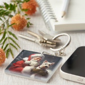 Wire Fox Terrier Santa Claus Weihnachten Schlüsselanhänger (Vorderseite rechts)