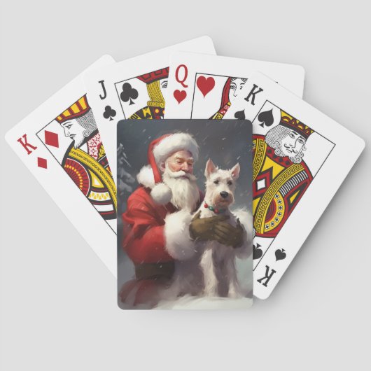 Wire Fox Terrier Santa Claus Weihnachten Spielkarten (Rückseite)