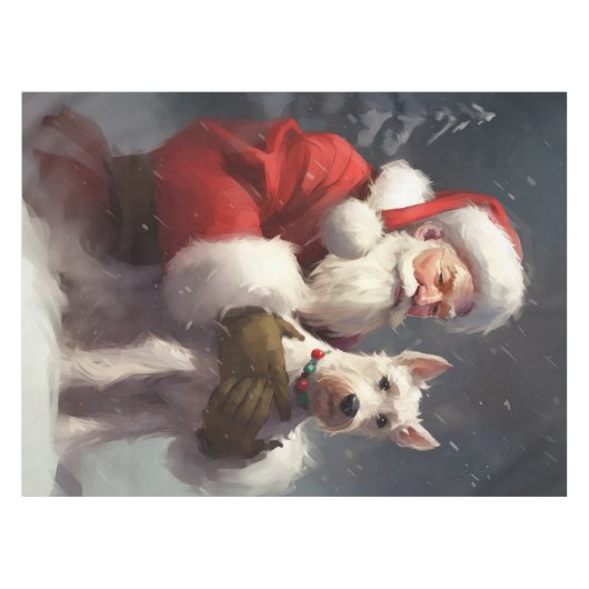 Wire Fox Terrier Santa Claus Weihnachten Tischdecke (Vorderseite (Horizontal))