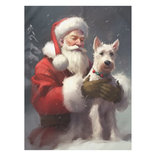Wire Fox Terrier Santa Claus Weihnachten Tischdecke (Vorderseite)