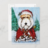 Wire Fox Terrier Santa Feiertagspostkarte (Vorne/Hinten)