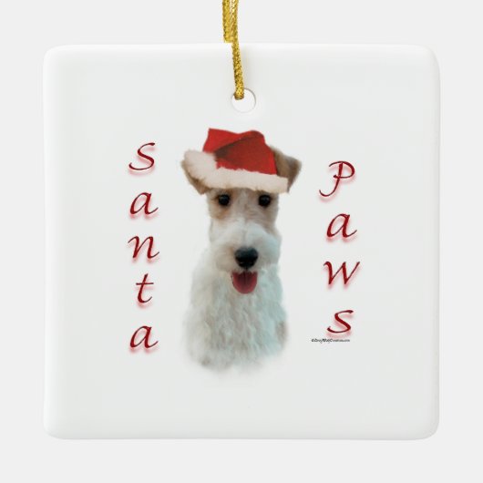 Wire Fox Terrier Santa Paws Keramikornament (Vorderseite)