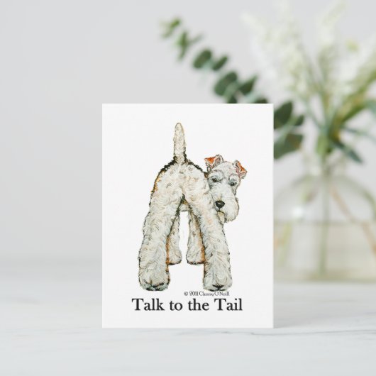 Wire Fox Terrier Schwanz Postkarte (Stehend Vorderseite)