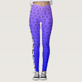 Wire Fox Terrier Silhouette Blue Lila Ombre Leggings (Vorderseite)