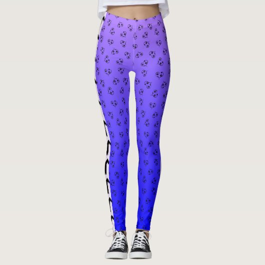 Wire Fox Terrier Silhouette Blue Lila Ombre Leggings (Vorderseite)