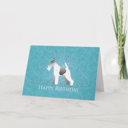 Wire Fox Terrier Silhouette Geburtstag Design Karte (Vorderseite)