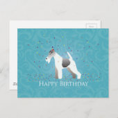 Wire Fox Terrier Silhouette Geburtstagsdesign Postkarte (Vorne/Hinten)