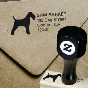 Wire Fox Terrier Silhouette Rücksendeadresse Gummistempel