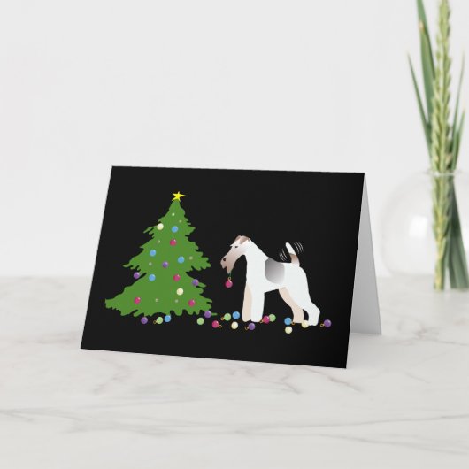 Wire Fox Terrier Silhouette Weihnachtsdesign Feiertagskarte (Vorderseite)