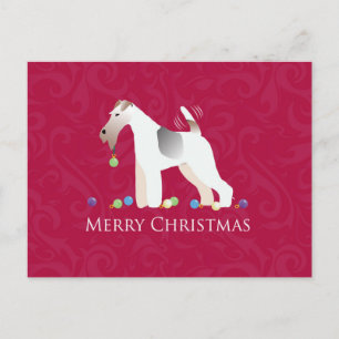 Wire Fox Terrier Silhouette Weihnachtsdesign Feiertagspostkarte